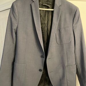 Men's Light Gray Single-Breasted Blazer with Notch Lapel